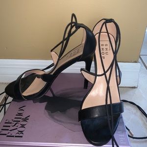 Black lace up heels
